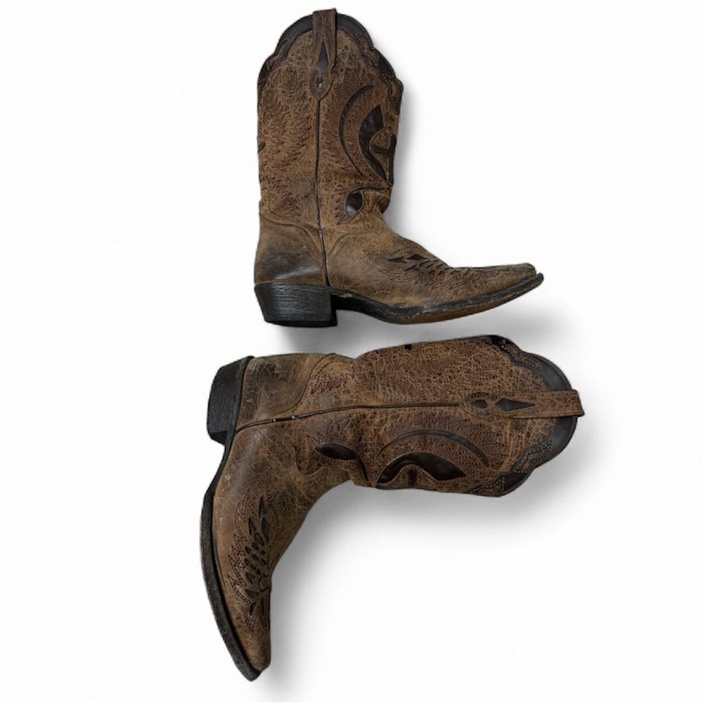 J.B. Dillon Buttercup Reserve Leather Embossed Cross Cowboy Boots
